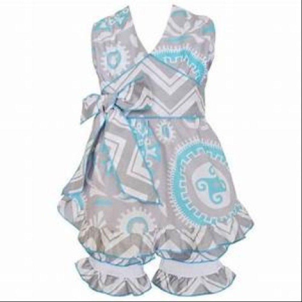 AnnLoren Boutique Blue & Gray Medallion Halter & S